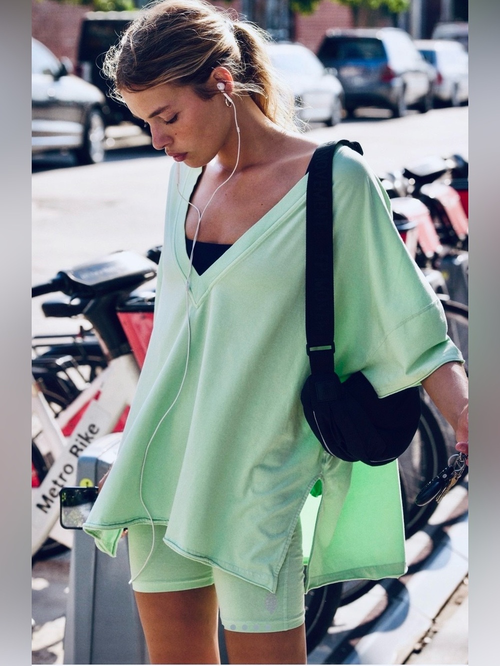 NWT Free People Movement Hot Shot Reversible Set in Mint Green